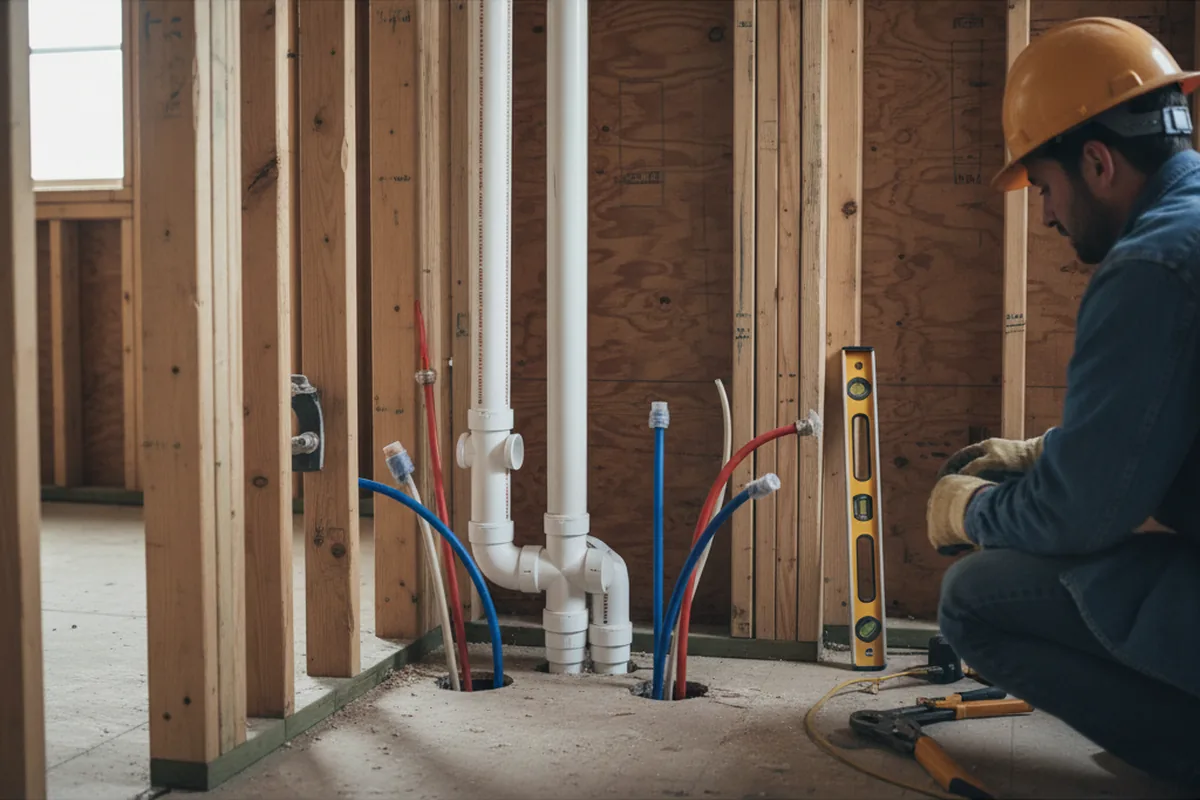 Drain and supply rough-in during Leak Detection in Snook