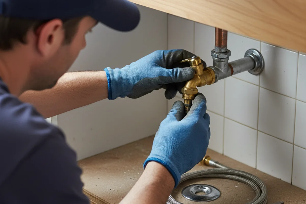 Shutoff valve and fitting work during Faucet and Fixture Repair in Snook